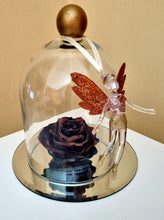 Load image into Gallery viewer, Glass Dome Fairy with Glitter Antique Purple Forever Rose
