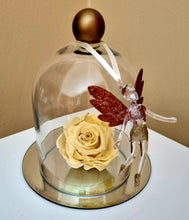 Load image into Gallery viewer, Glass Dome Fairy with Ivory Forever Rose
